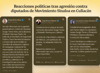 Reacciones políticas tras agresión contra diputados de Movimiento Sinaloa en Culiacán