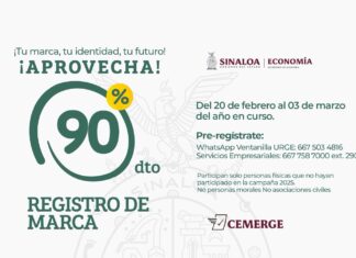 Economía Sinaloa ofrece 90% de descuento en registro de marca