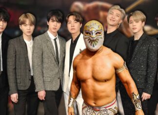 Jimin se pone la máscara del ‘Rey de Plata y Oro’ durante el Viernes Espectacular en la capital mexicana