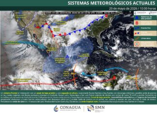 Furia climática en México: llega la onda tropical 1 con riesgo de torbellinos mientras el termómetro roza los 45°C
