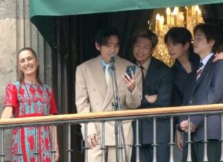 BTS puso a Palacio Nacional en modo concierto y Sheinbaum aprovechó el reflector
