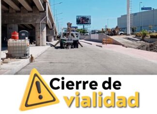 Anuncian cierre de carril lateral en la México 15 por obras del nuevo paso a desnivel en Mazatlán