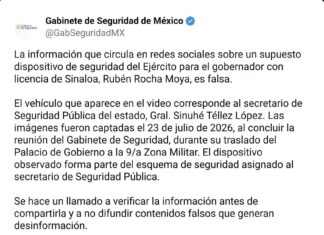Gabinete de Seguridad desmiente escolta militar para Rubén Rocha Moya tras difusión de video en Sinaloa
