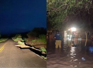 110 milímetros de lluvia paralizan Mocorito: carreteras trozadas y 14 evacuados por crecida de arroyos