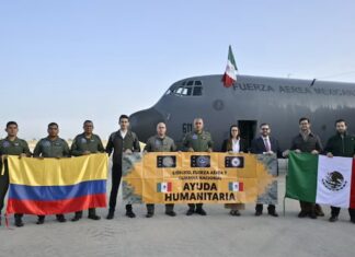 México aterriza en Colombia con 19.5 toneladas de ayuda tras terremoto de 7.4
